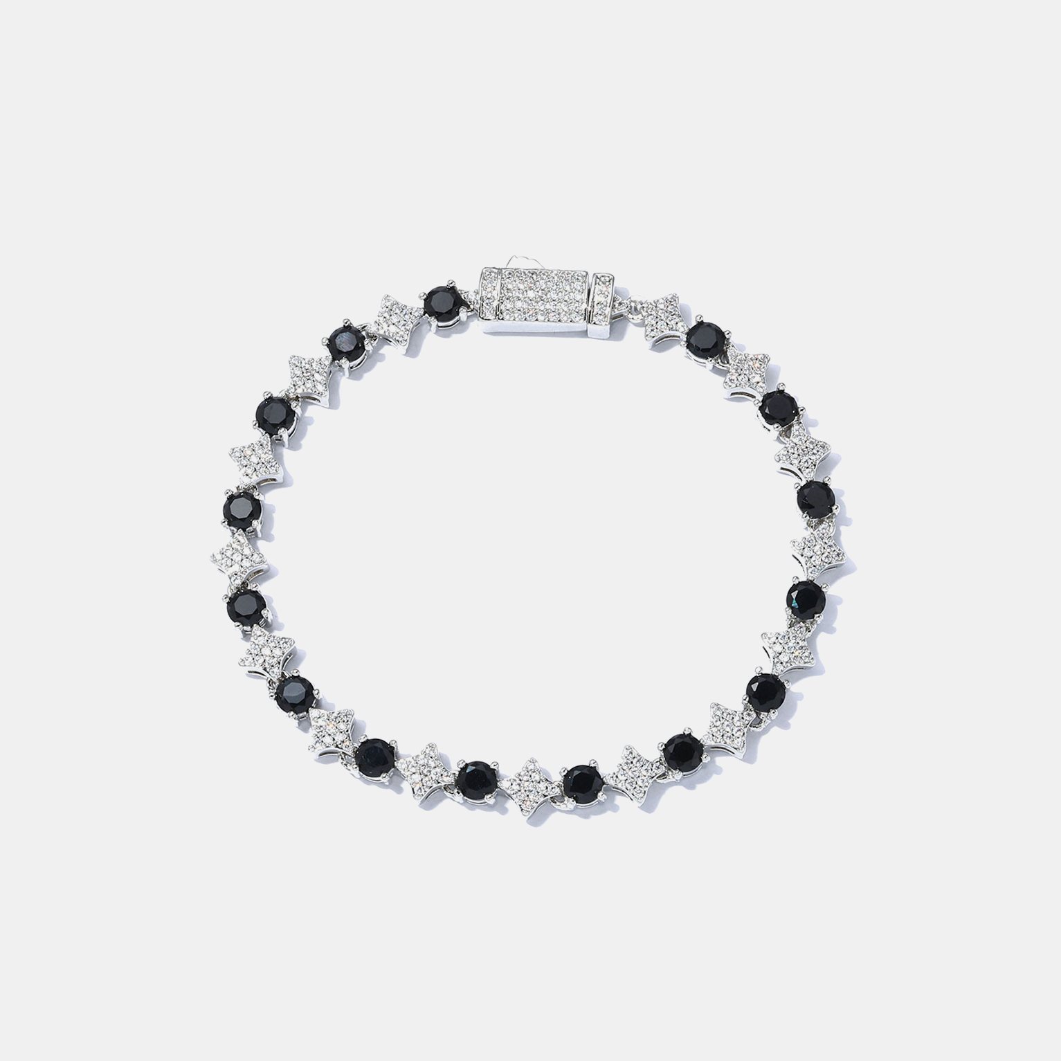 6mm Diamond & Oval Stone Tennis Bracelet - Panda