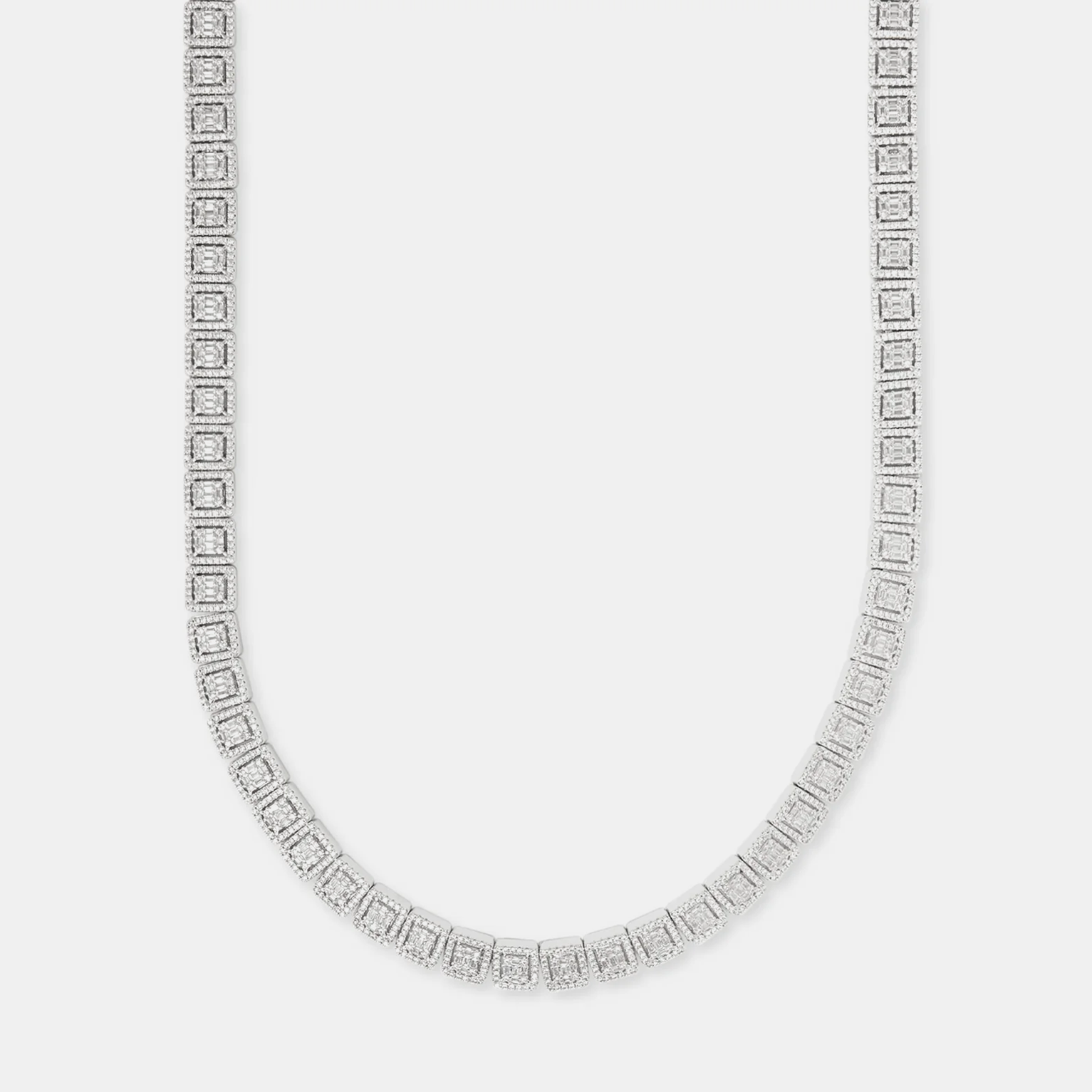 13mm Square Sugar Link Chain - White Gold