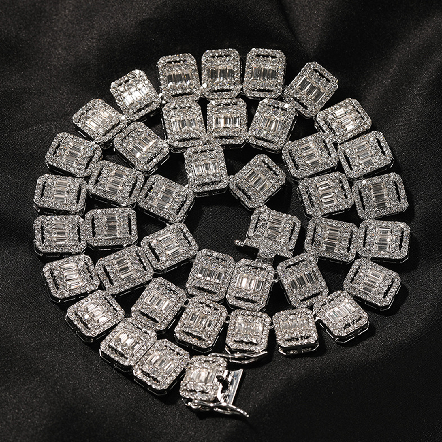 13mm Square Sugar Link Chain - White Gold