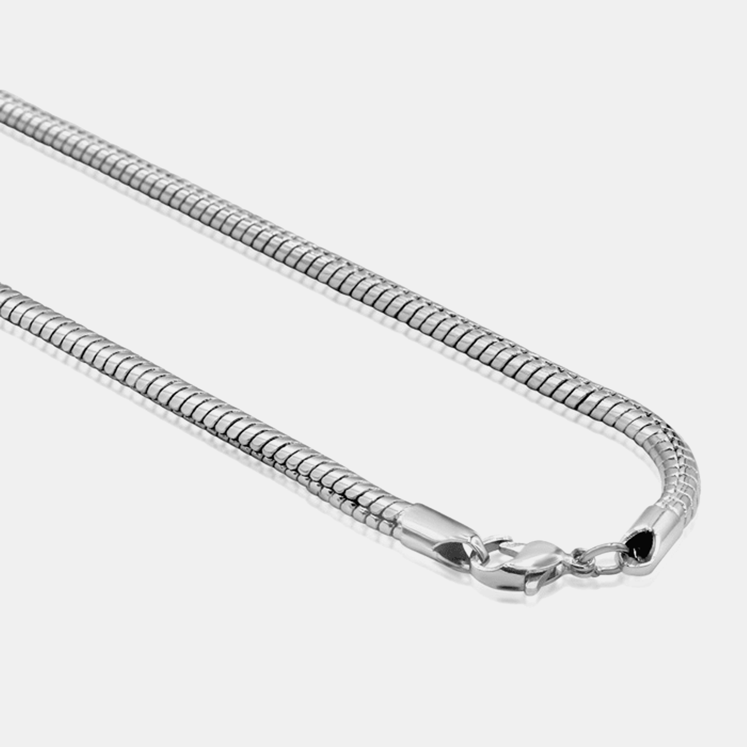 3mm Round Snake Chain - White Gold