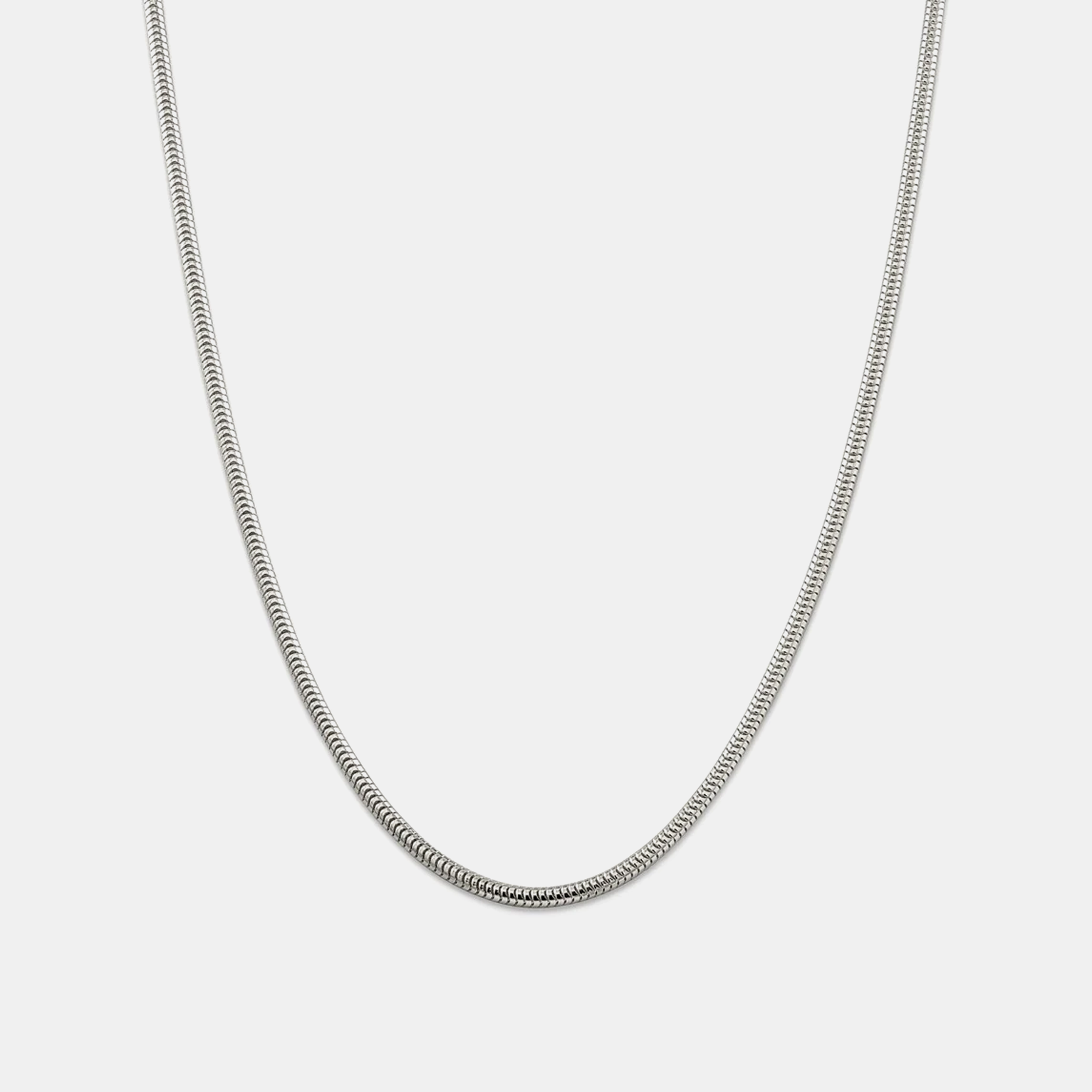 3mm Round Snake Chain - White Gold