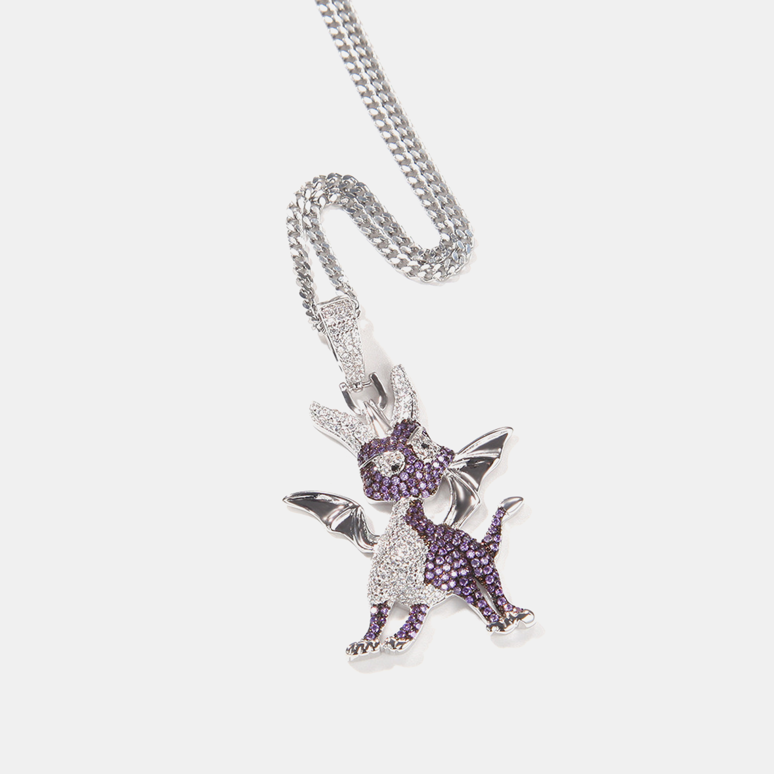 Iced Dragon Pendant - White Gold