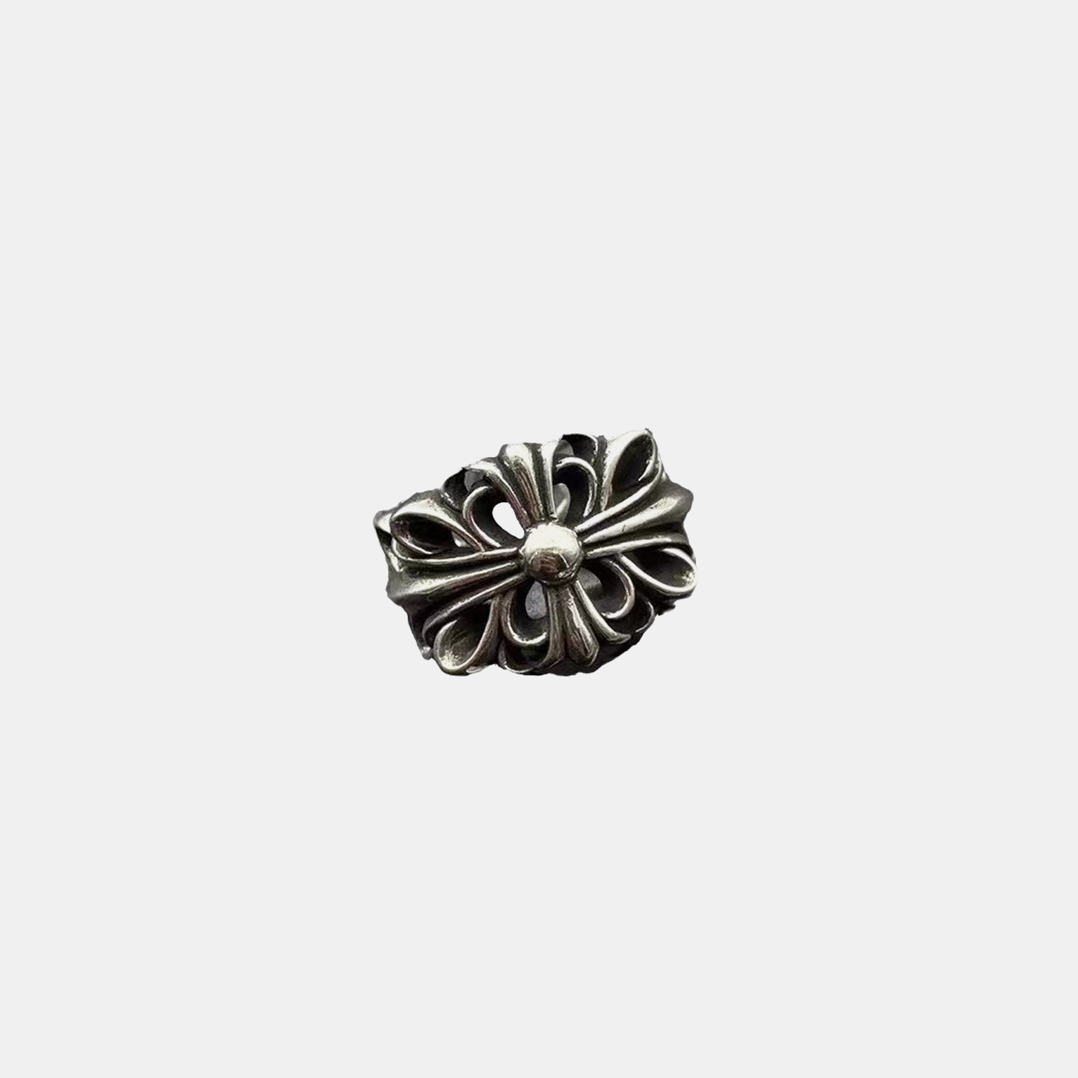 Gothic Fleur Band Ring - Silver
