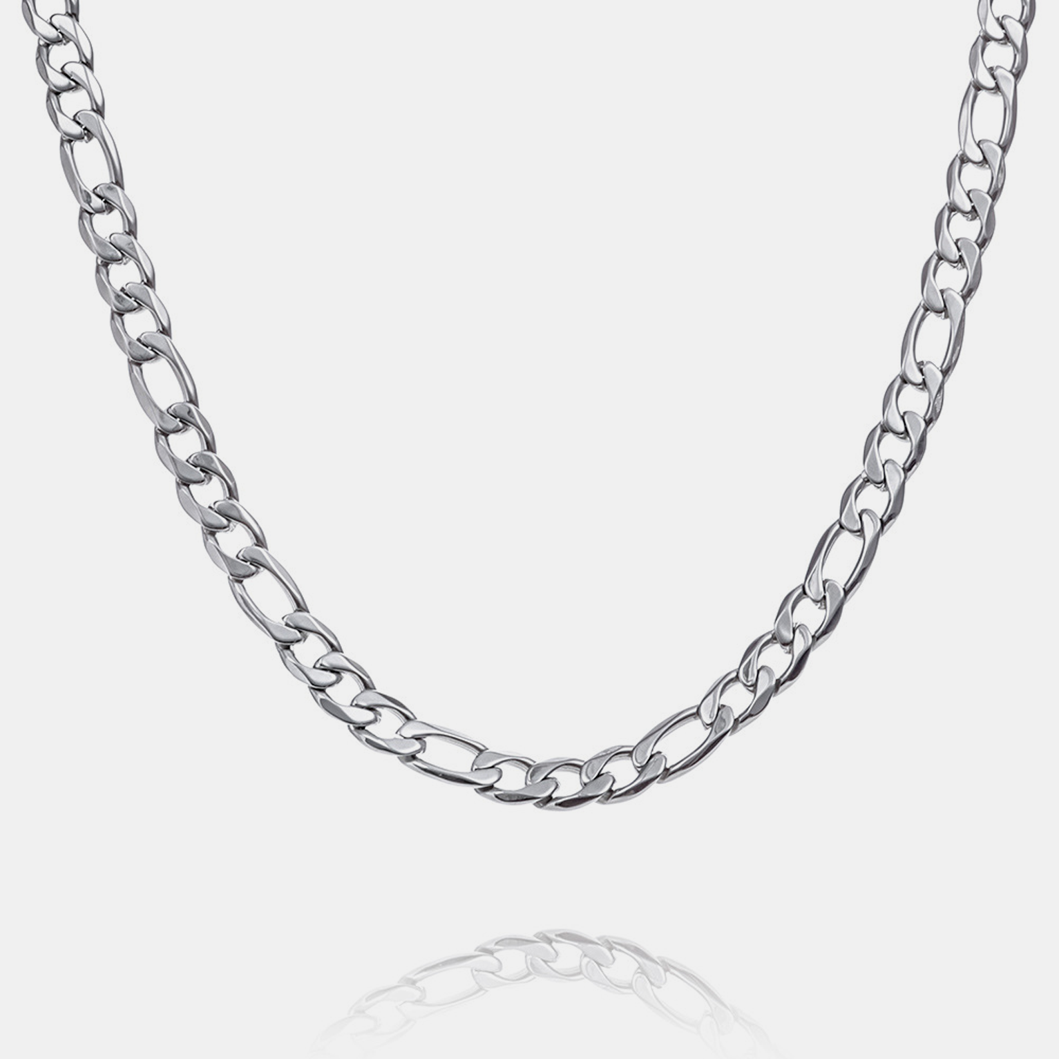 9mm Figaro Link Chain - Silver