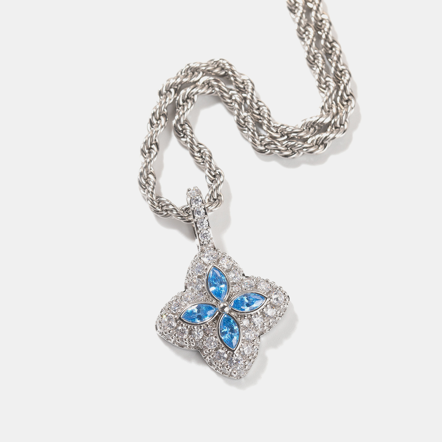 Colorful Clover Pendant - Blue Gold