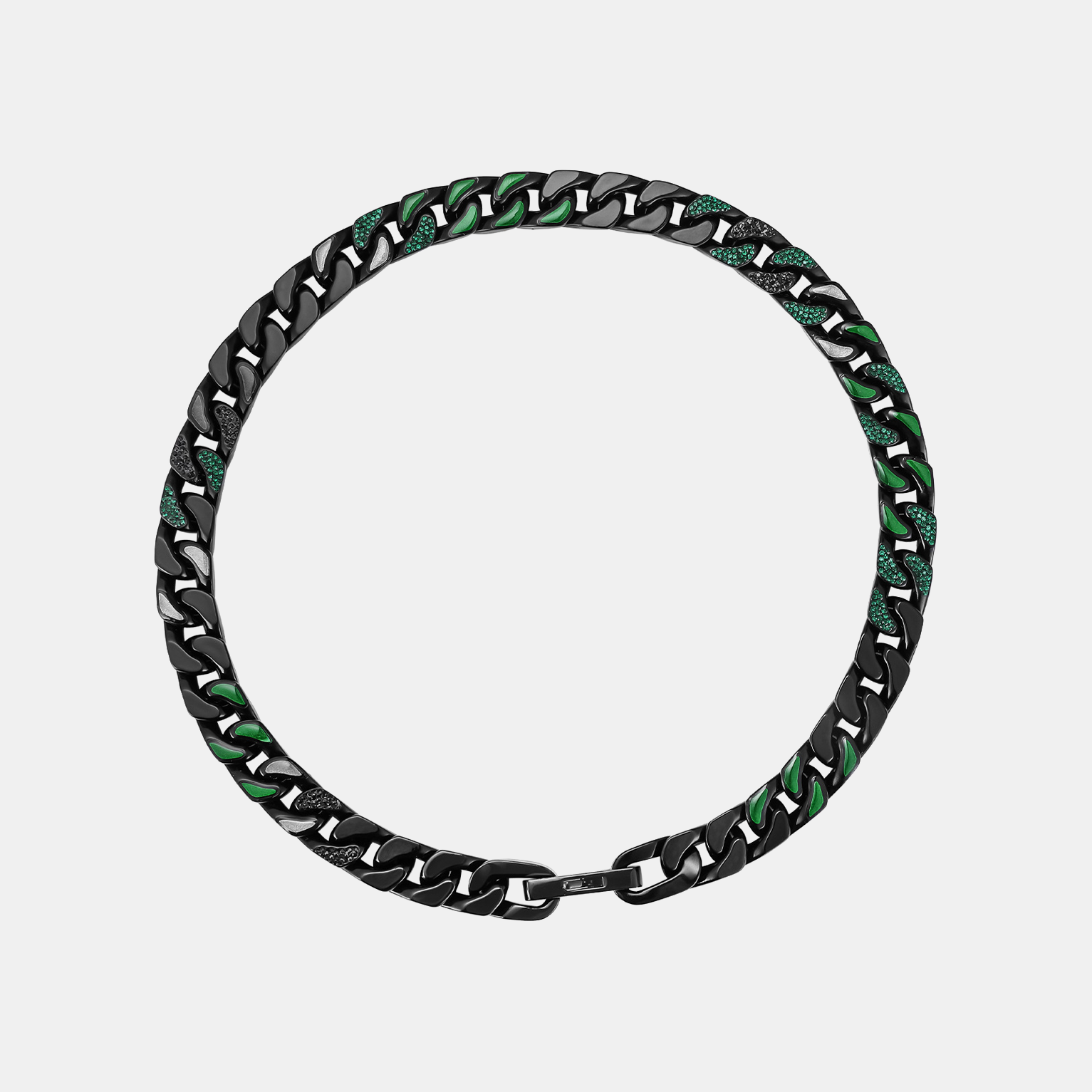 Green Patched Chunky Cuban Chain - Black