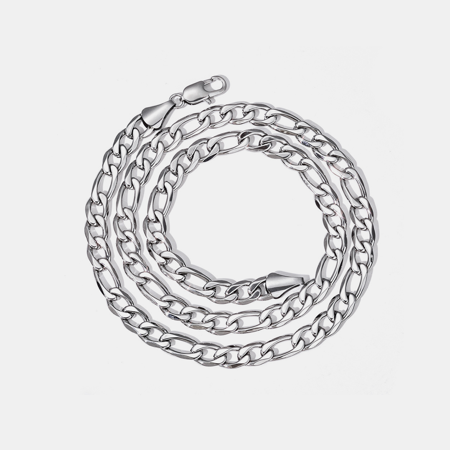 9mm Figaro Link Chain - Silver