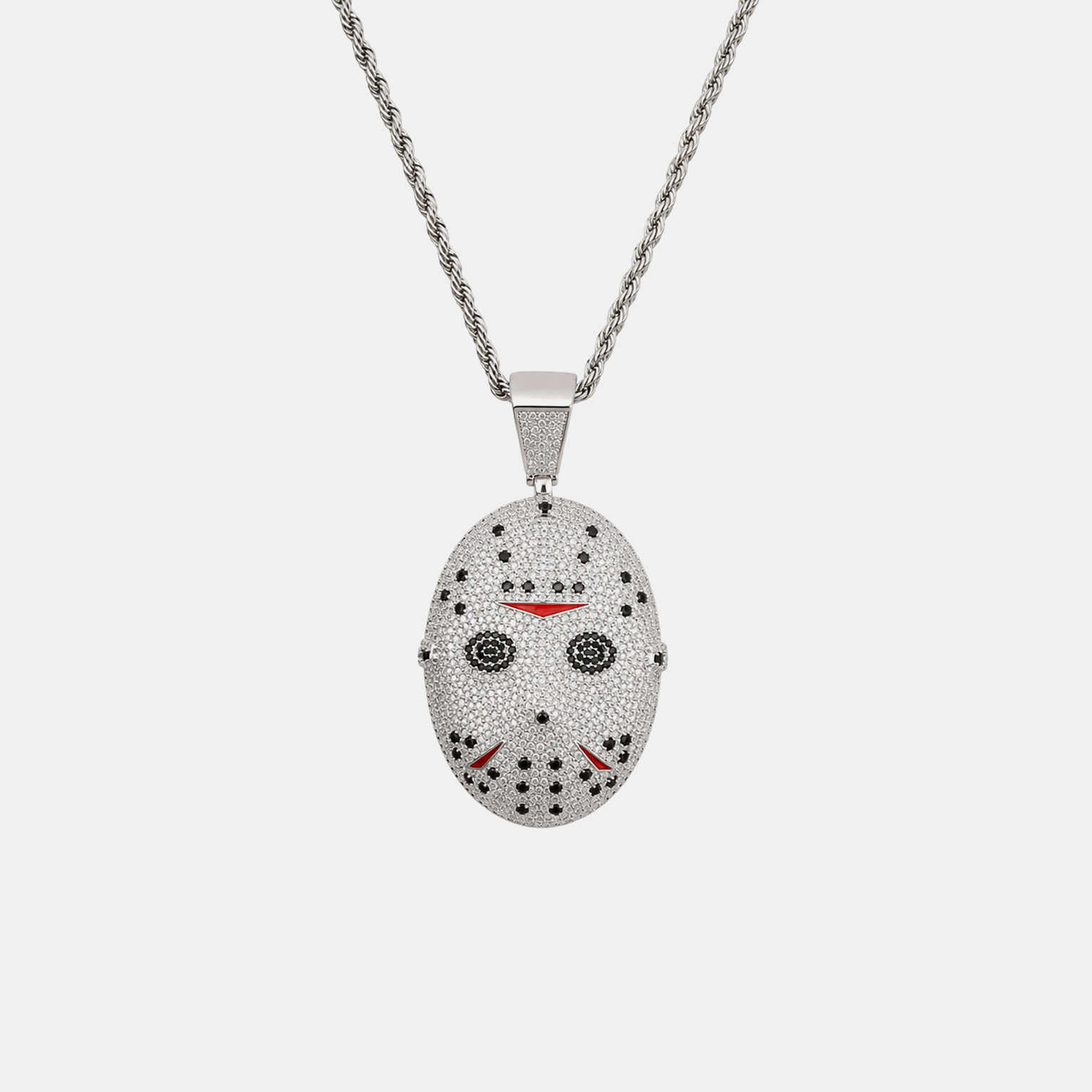 Iced Phantom Reaper Mask Pendant - White Gold