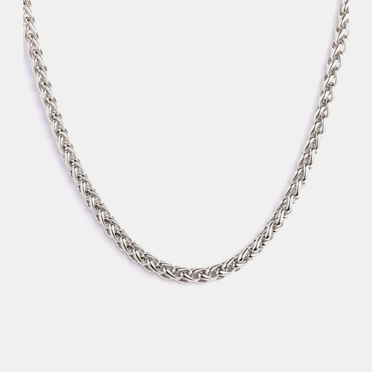 3mm Steel Frame Rope Chain - White Gold