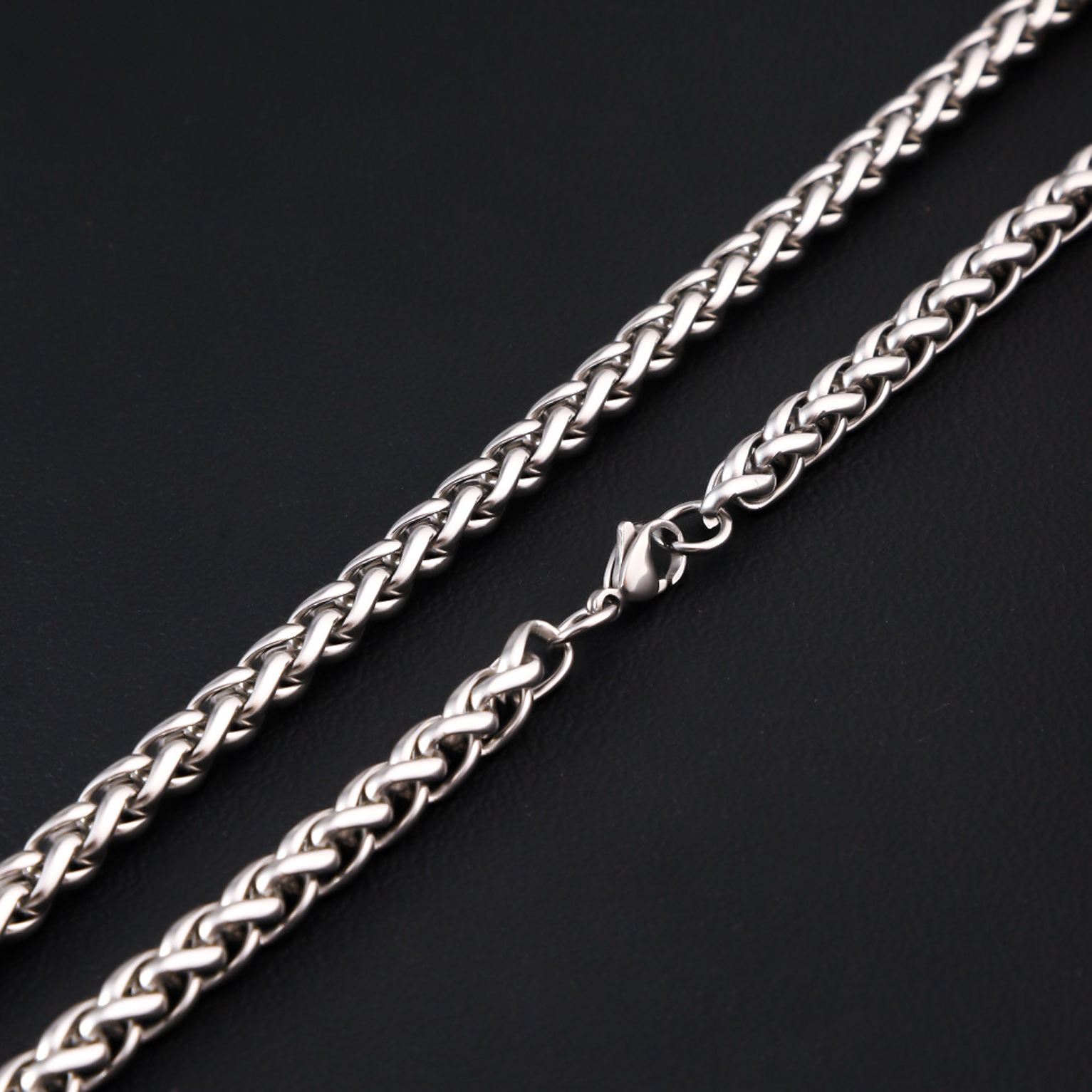 3mm Steel Frame Rope Chain - White Gold