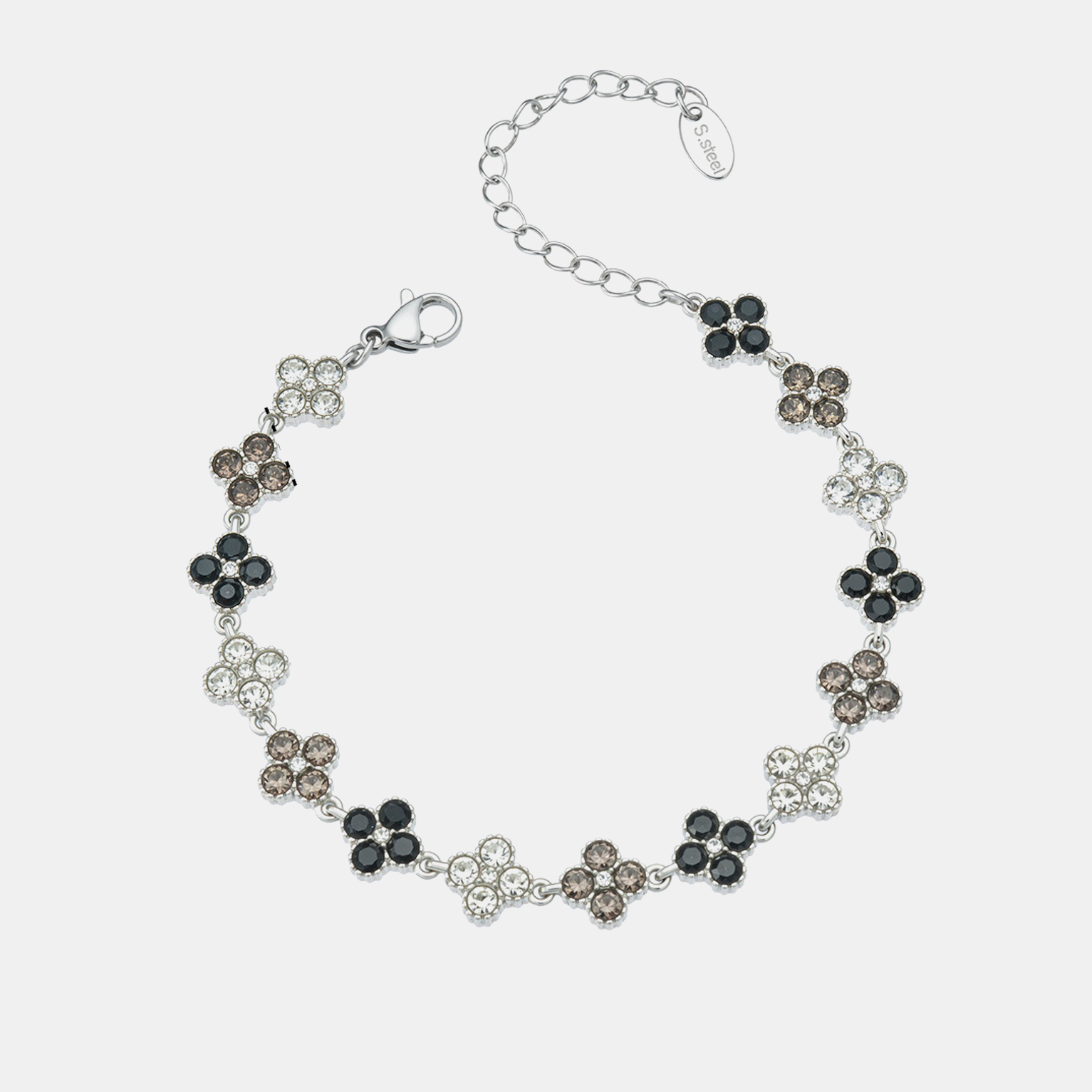 Iced Clover Cluster Bracelet - Black Gold
