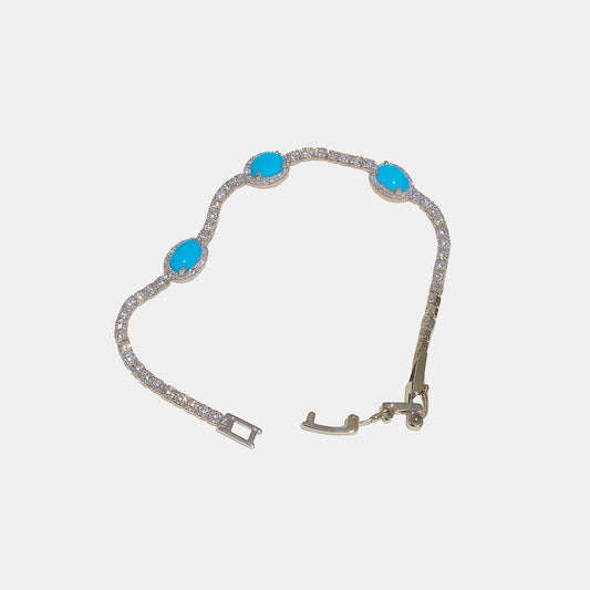 Sky Halo Gem Bracelet - Blue & White Gold