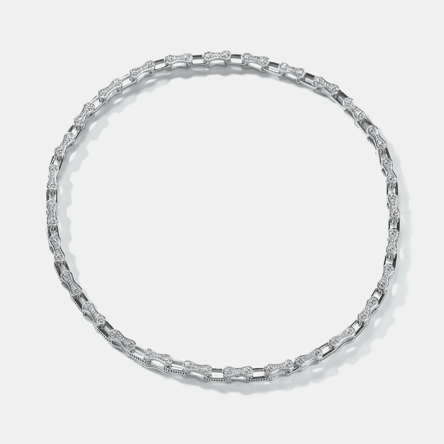 5mm Bicycle Iced Link Chain - White Gold