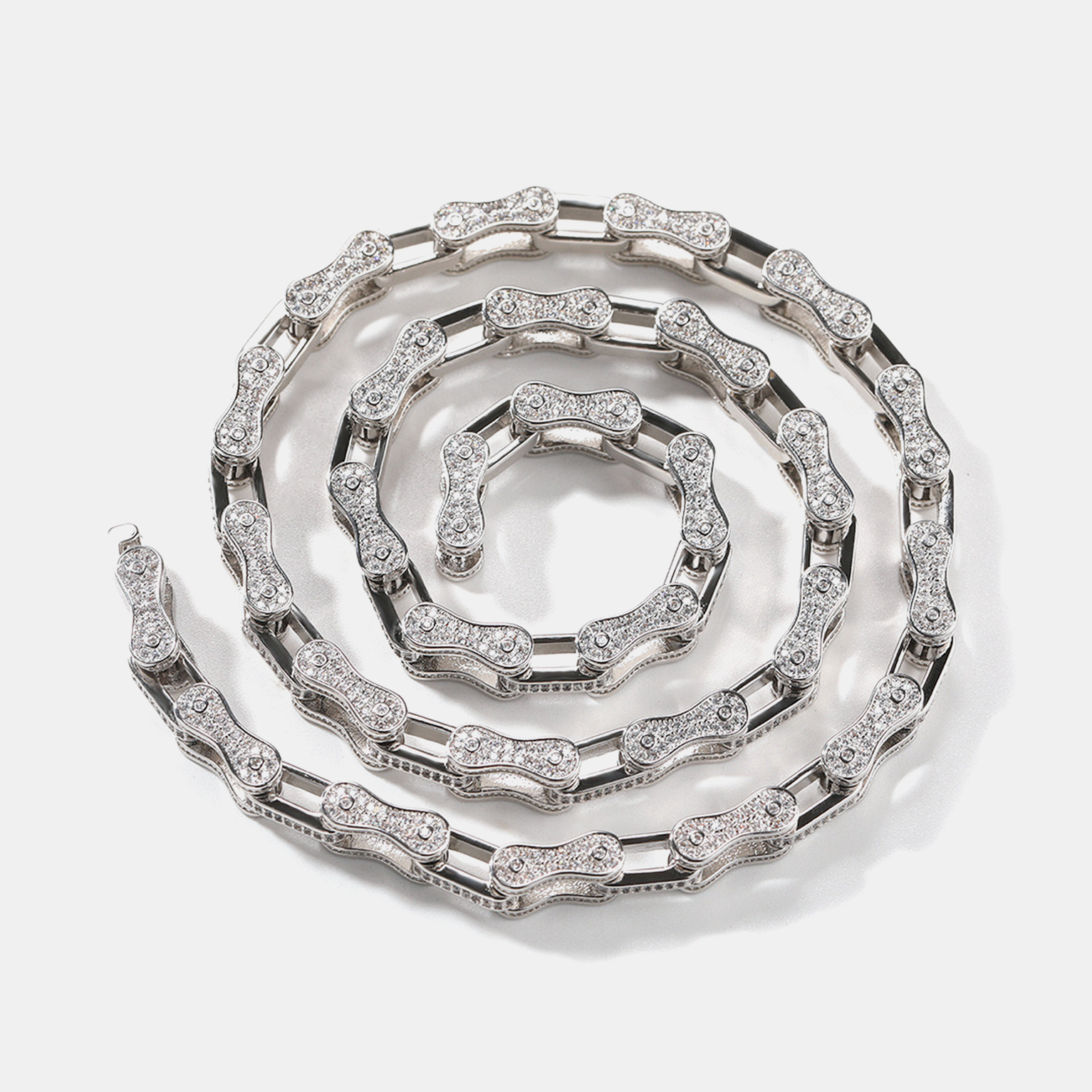 5mm Bicycle Iced Link Chain - White Gold