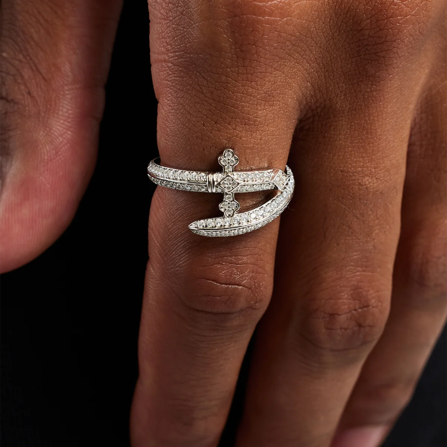 Diamond Sword Ring - Black Gold