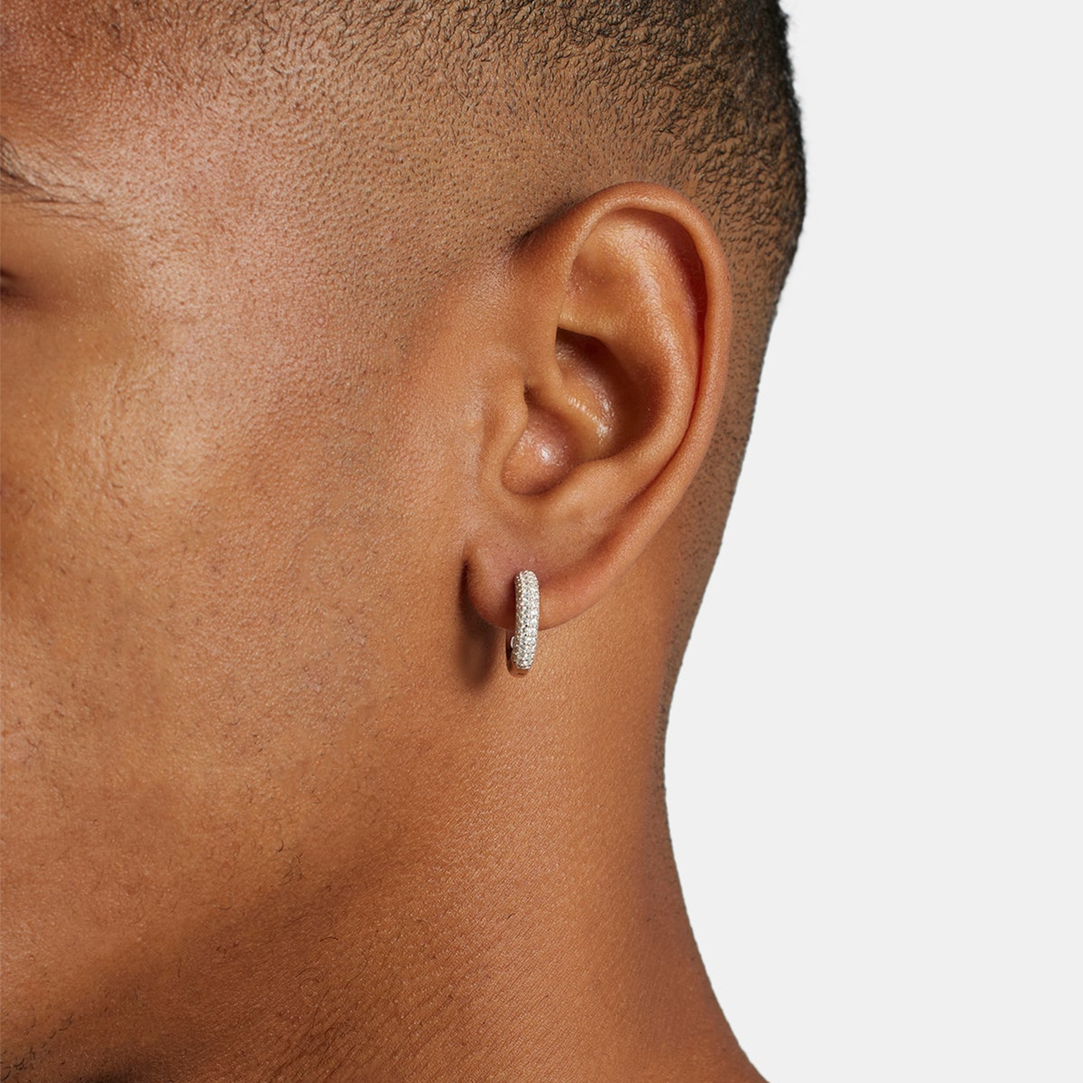 Iced Hoop Earrings - White Gold