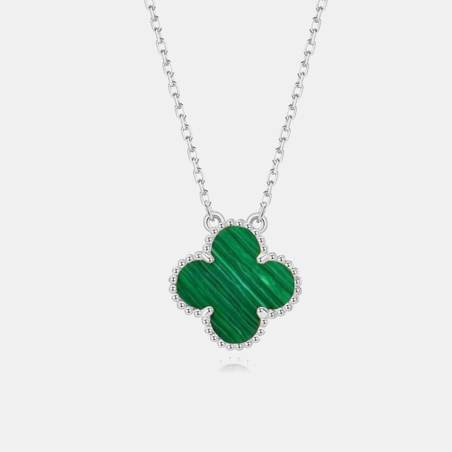 Silver Clover Chain - Green