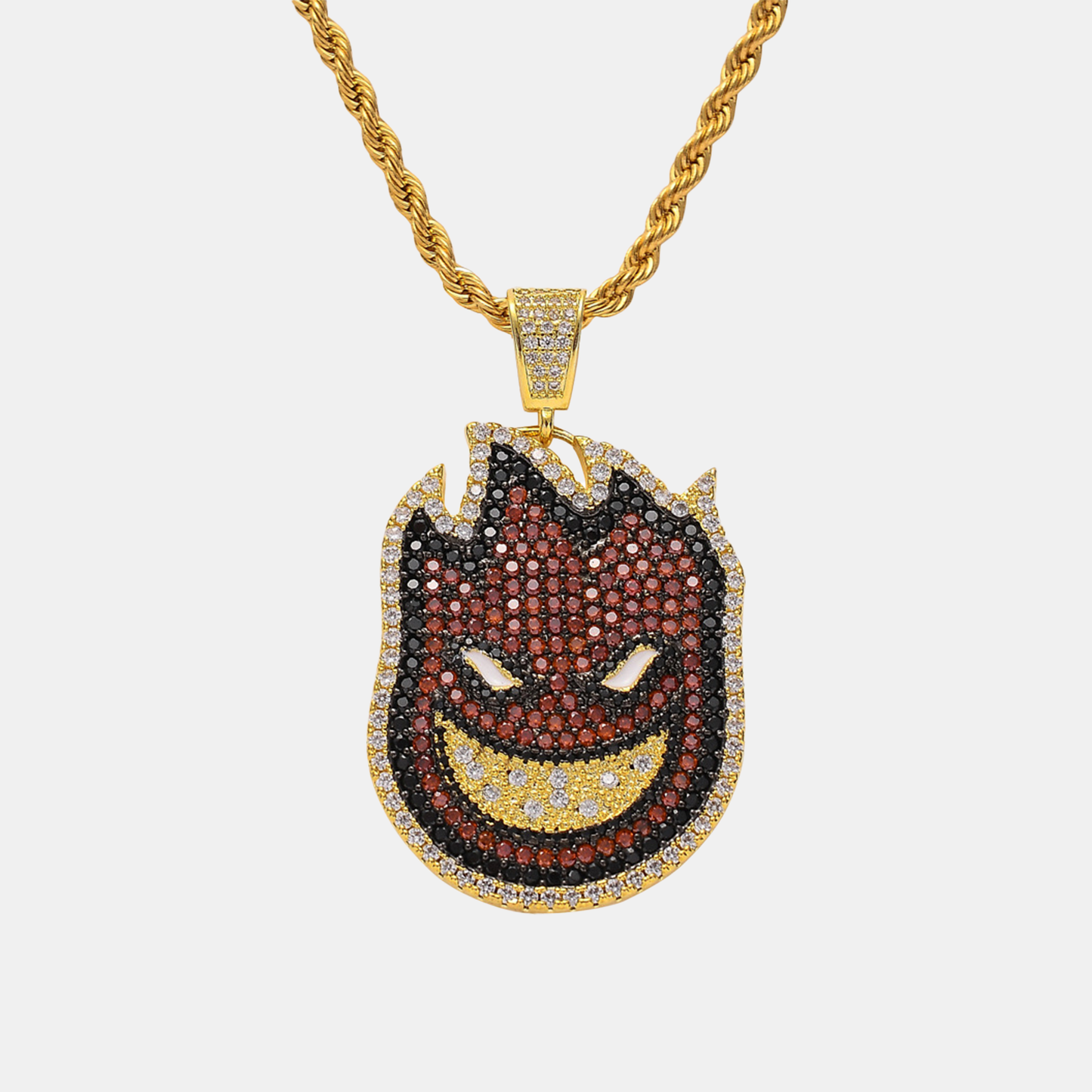Dual Flame Face Mascot Pendant - Gold