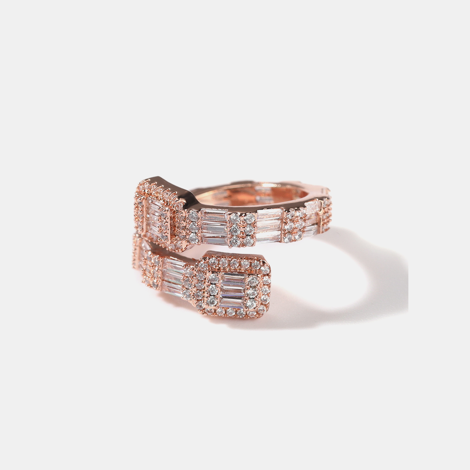 Iced Baguette Ring - Rose Gold