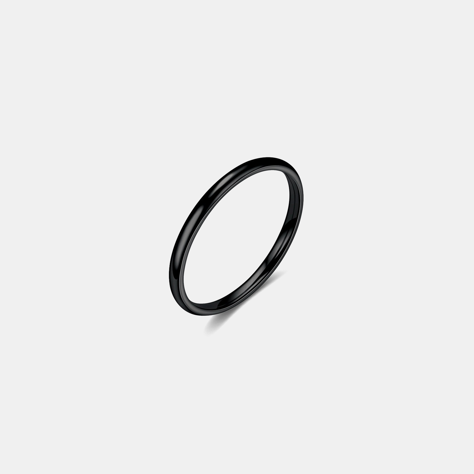 Thin Titinum Dome Ring - Black