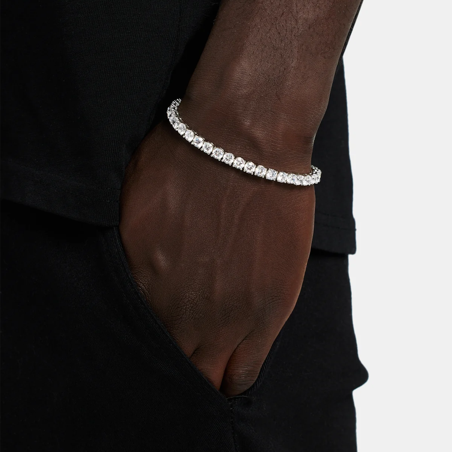 4mm Tennis Link Bracelet - White Gold