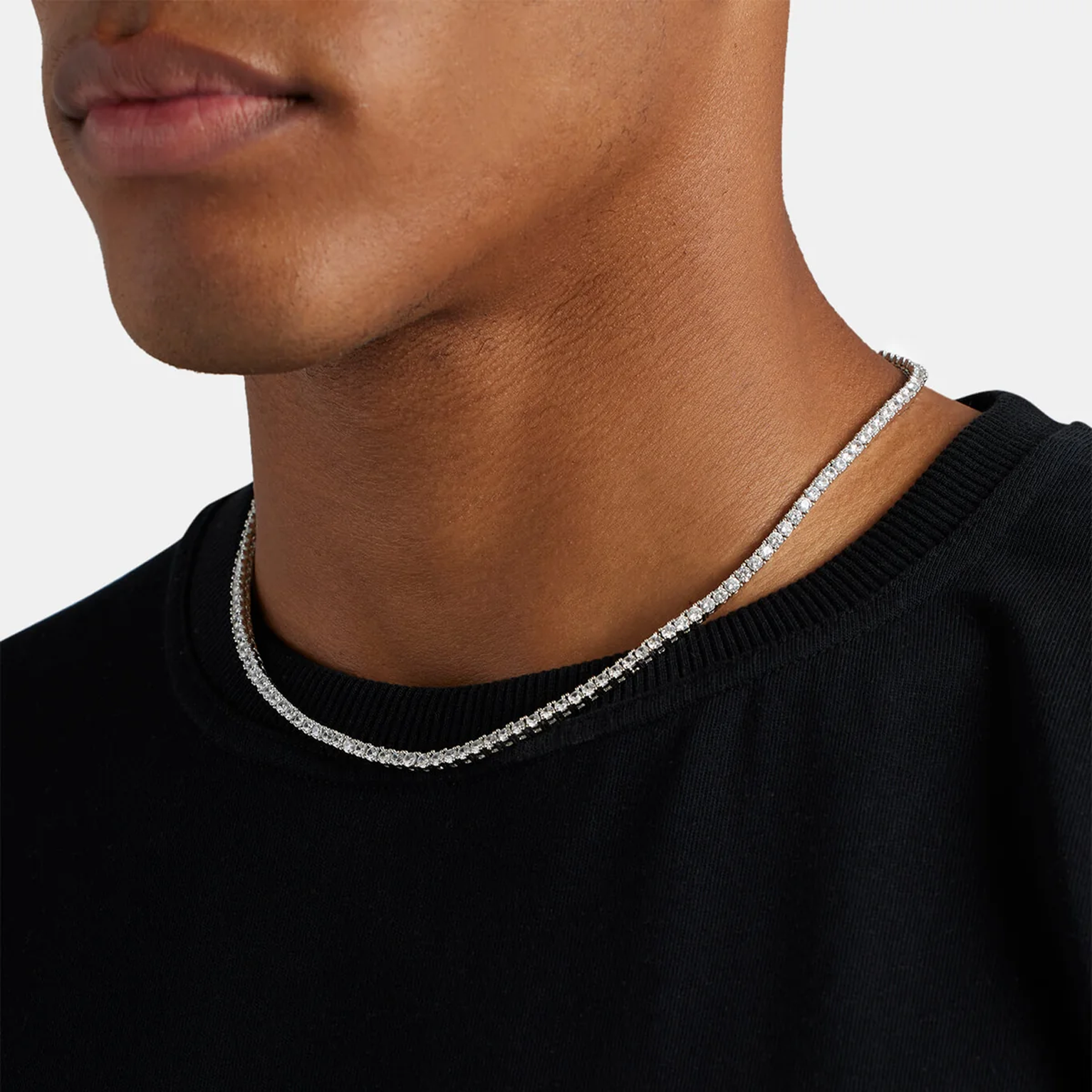 3mm Tennis Link Chain - White Gold