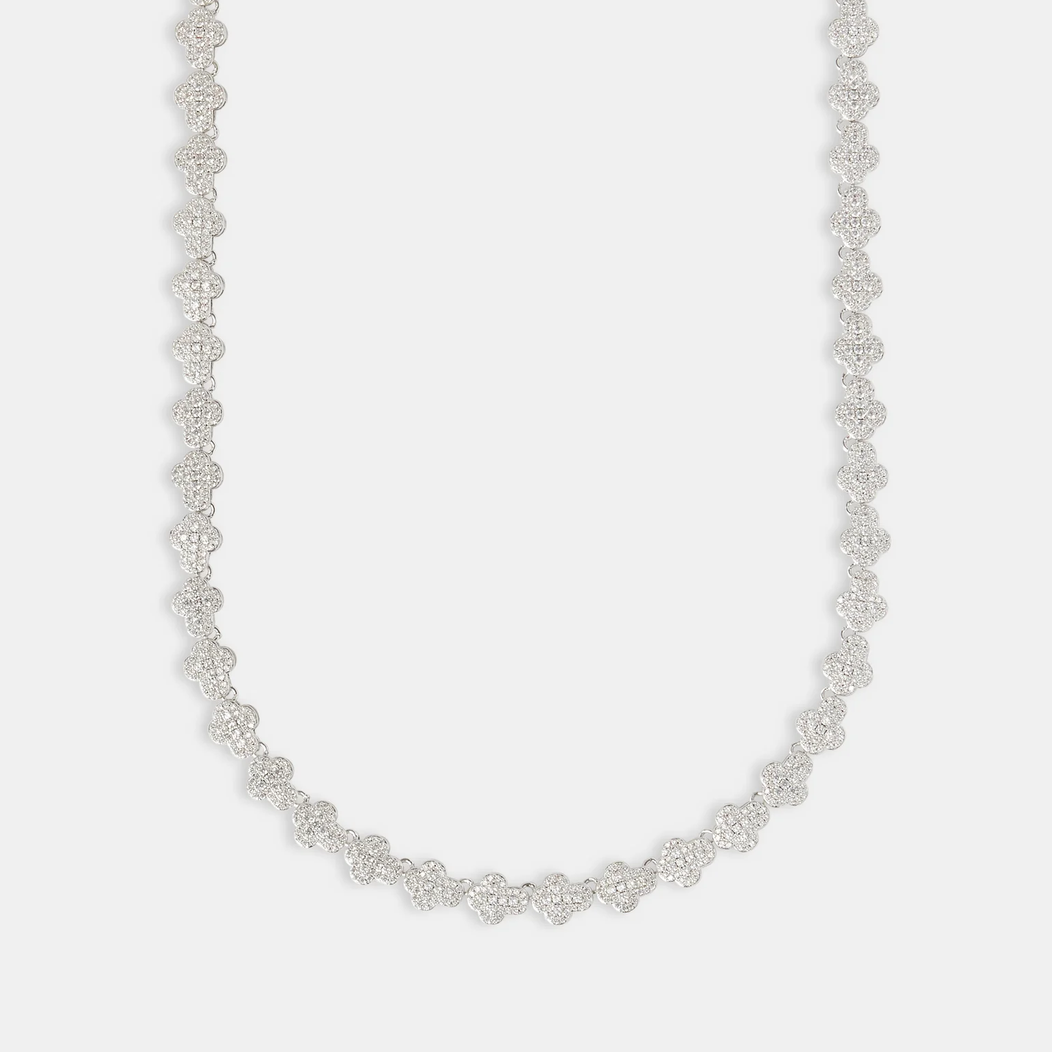 Sparkling Cross Chain - White Gold