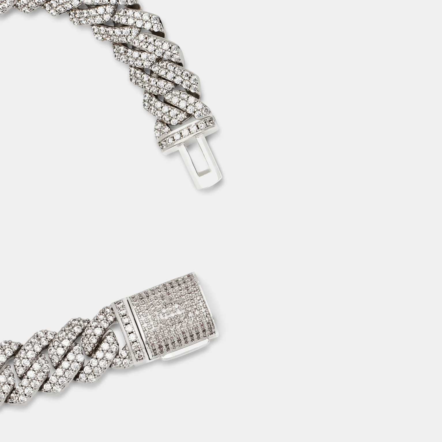 12mm Diamond Prong Link Bracelet - White Gold