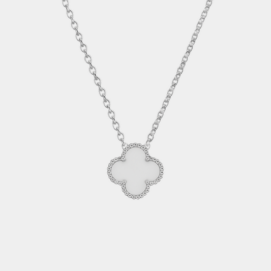 Silver Clover Chain - White